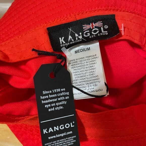 New Kangol red unisex Washed Bucket Hat size M